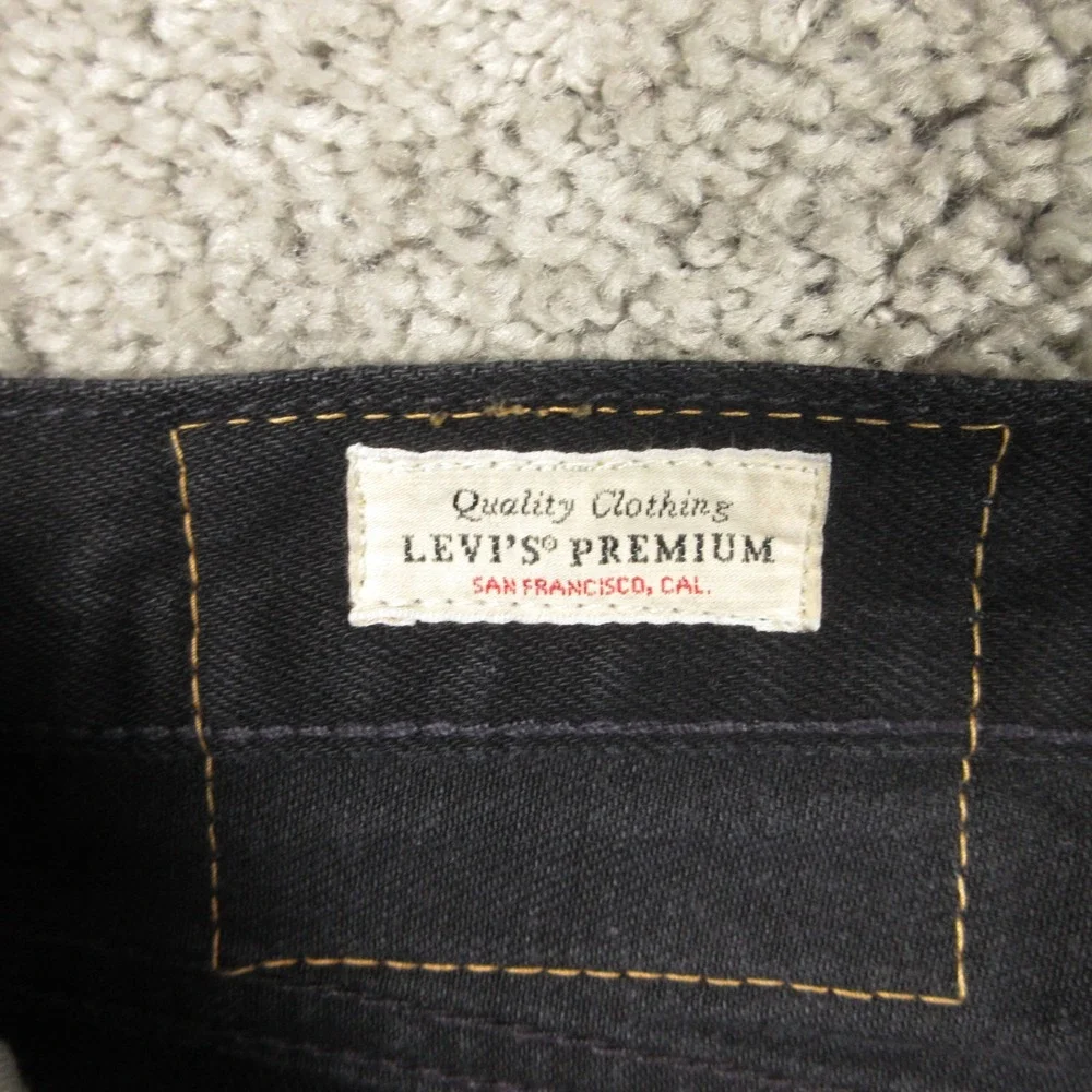 Levis Jeans Mens 38x32 Black 501 Button Fly Original Straight Premium Denim Pant